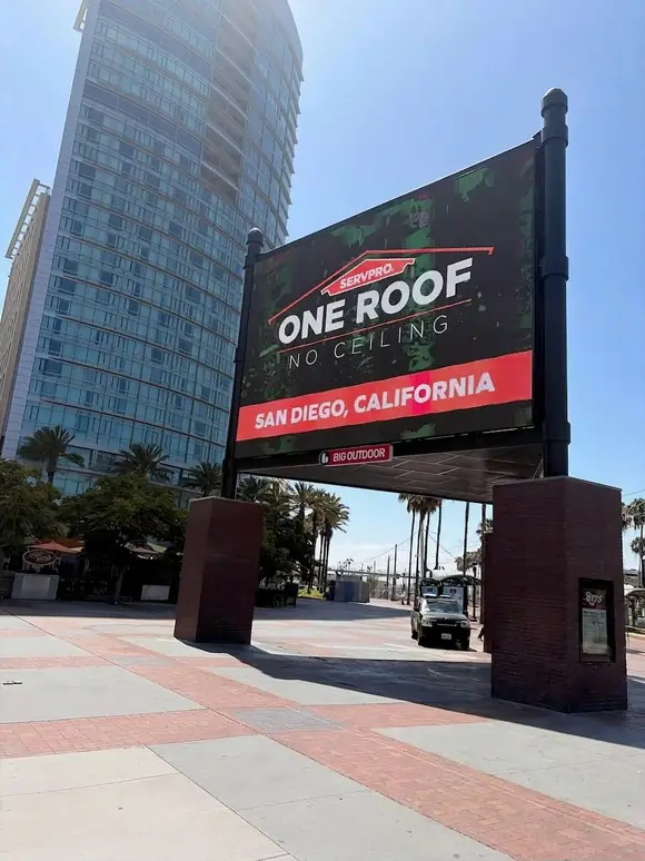 SERVPRO One Roof No Ceiling billboard at the 57th Annual Convention in San Diego